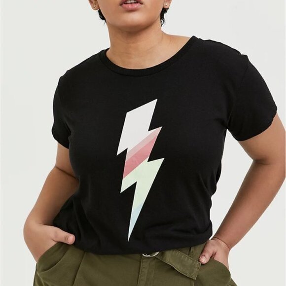 𝅺torrid Lightning Bolt Relaxed Fit Triblend Jersey Crop Crew Tee - Picture 1 of 10